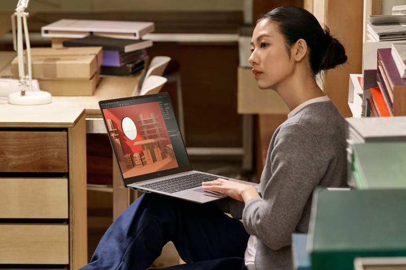 Mockup of LG gram 2026 laptop at CES 2026