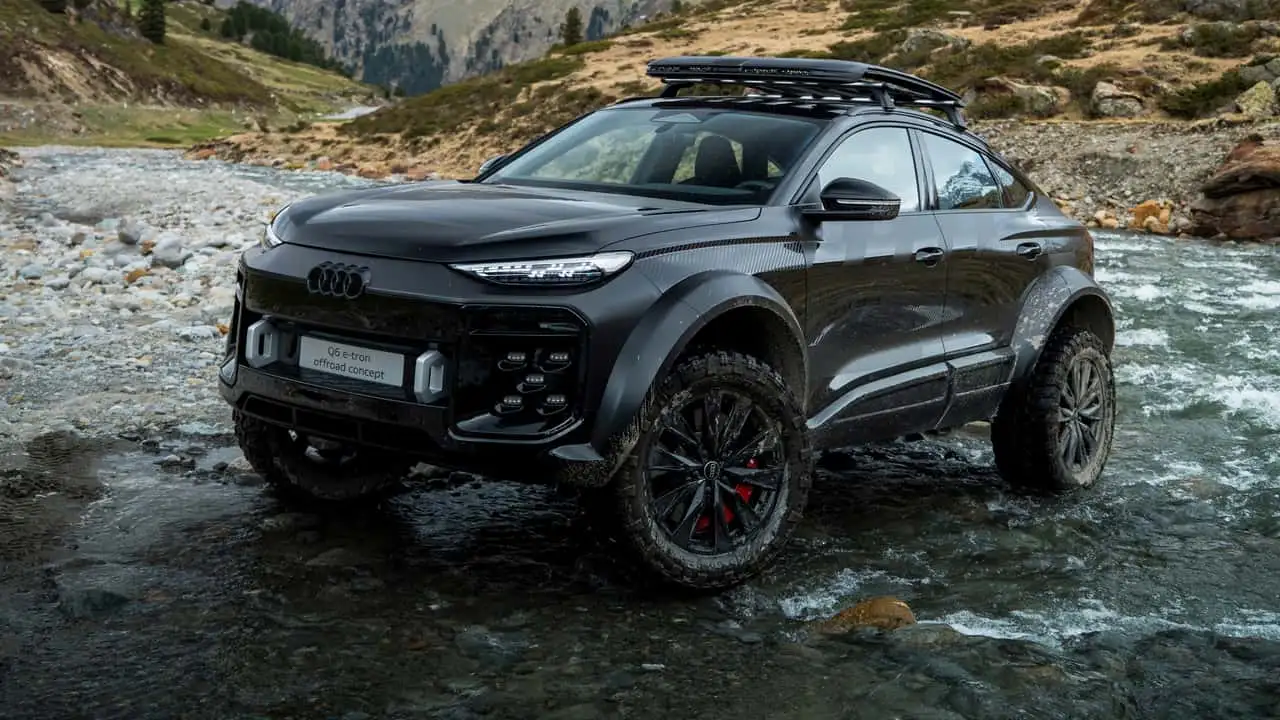 Audi Q6 e-tron offroad concept with raised ground clearance