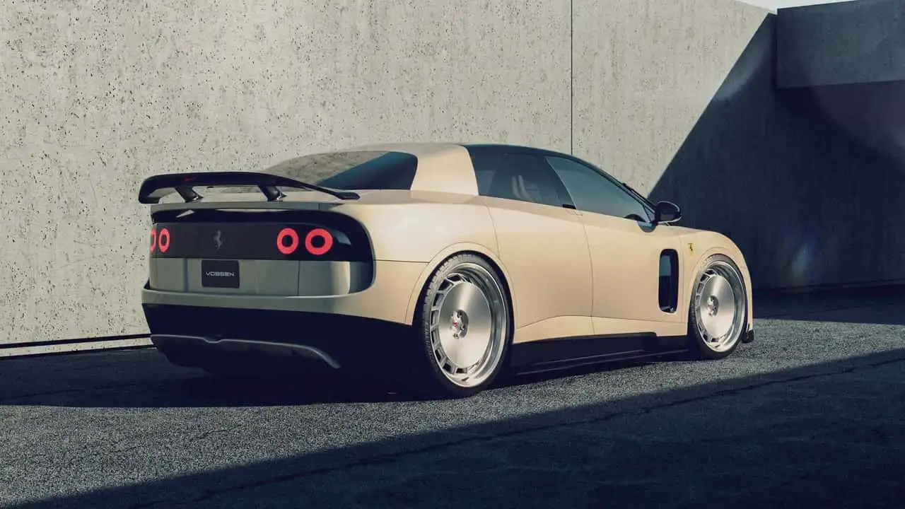 Aggressive rear spoiler on Ferrari Luce by Vossen