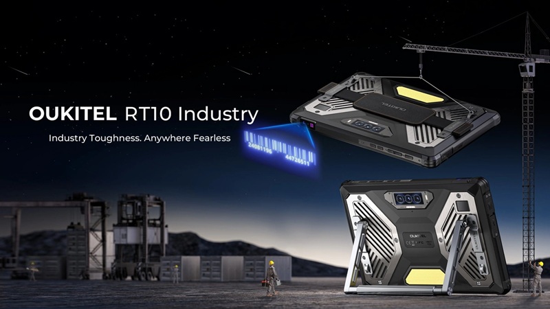 Rugged Oukitel RG14-P laptop with a solar panel