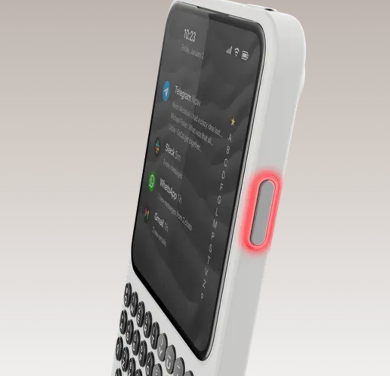 Close-up of the Clicks Communicator smartphone interface