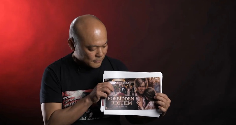 Image of Leon Kennedy with the inscription ‘Forbidden Requiem’