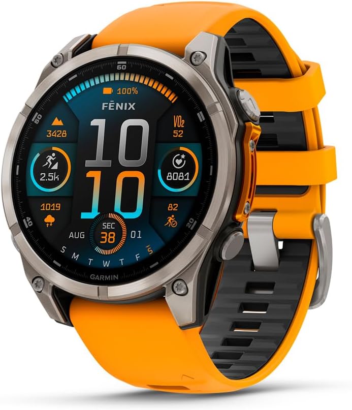 Garmin Fenix 8 with AMOLED display, close-up view