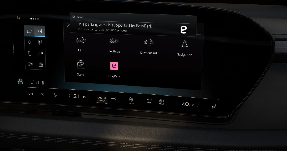 EasyPark on the Audi MMI system screen