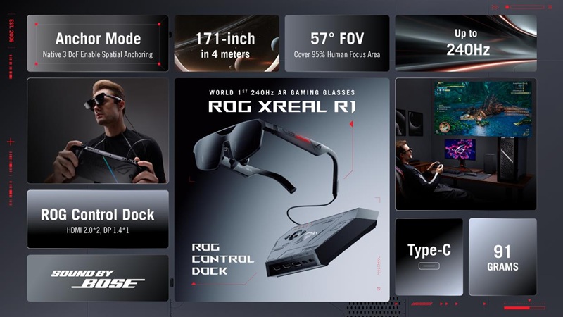 ASUS ROG XREAL R1 AR Gaming Glasses large image