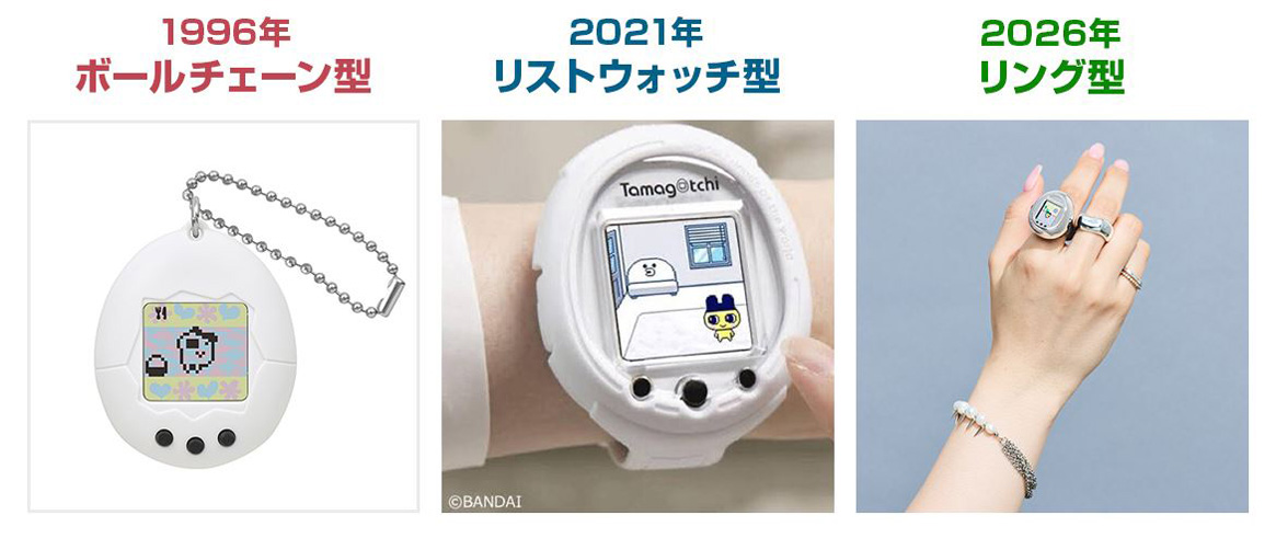 Le Tamagotchi Ring et son boîtier de recharge dédié — une nécessité compte tenu de la taille de l'appareil.