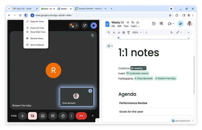 Split View icon in Chrome