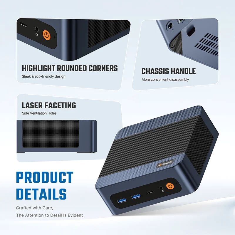 Bosgame E6 ECO Mini PC rear view