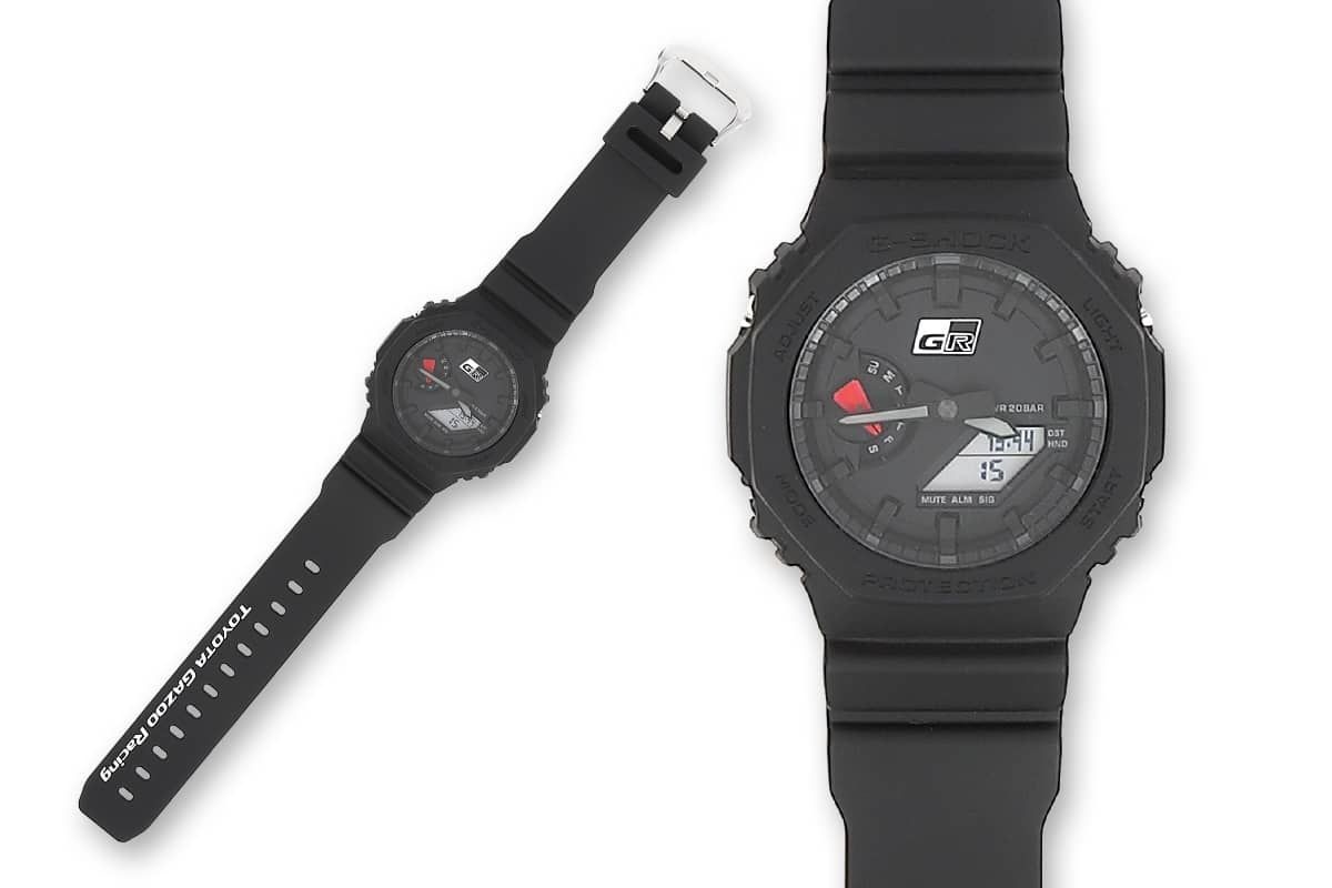 The GA-2100 keeps its all-black palette with red and silver accents from the Gazoo Racing livery.