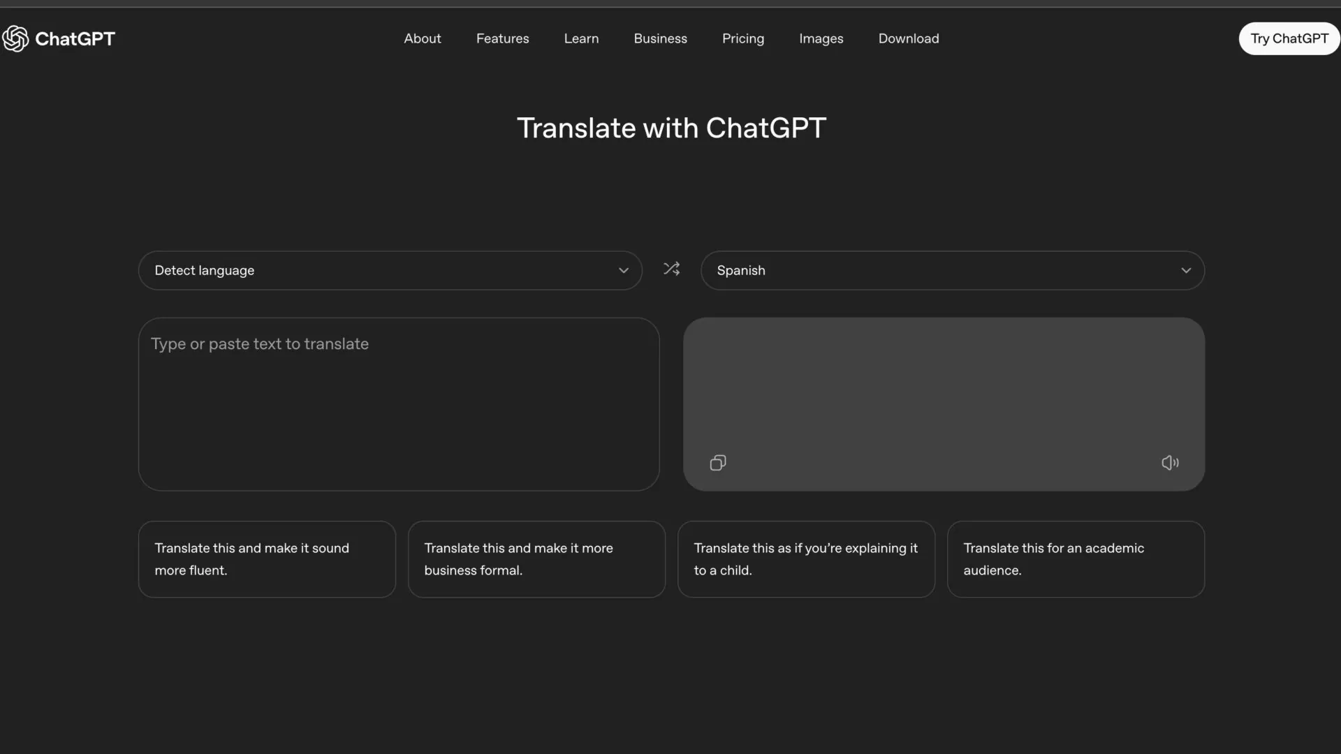 ChatGPT Translate Interface