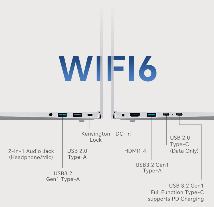 Ports and connectivity options of COLORFUL Rimbook L1 Plus