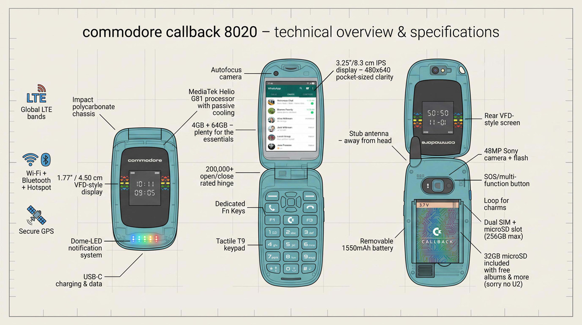 Key specs of the Callback 8020. Image: Commodore