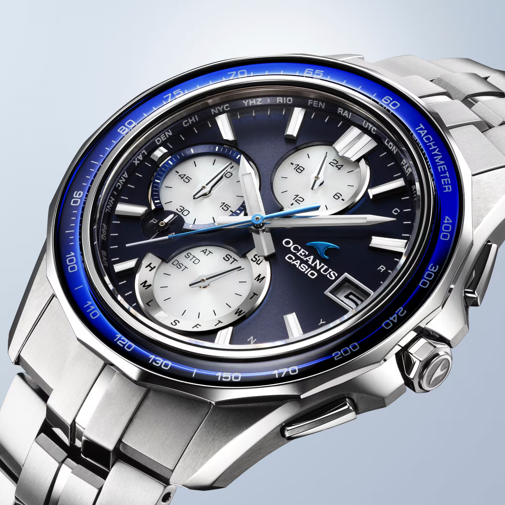 Oceanus Manta OCW-S7000F-2A с сине-белым дизайном