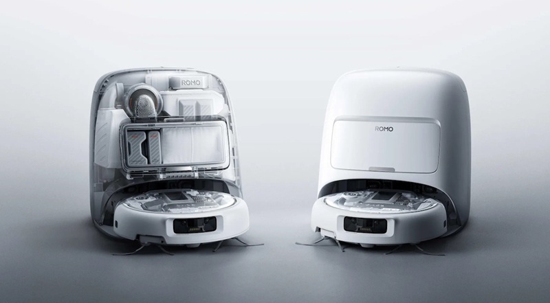 DJI ROMO series robot vacuums with futuristic design