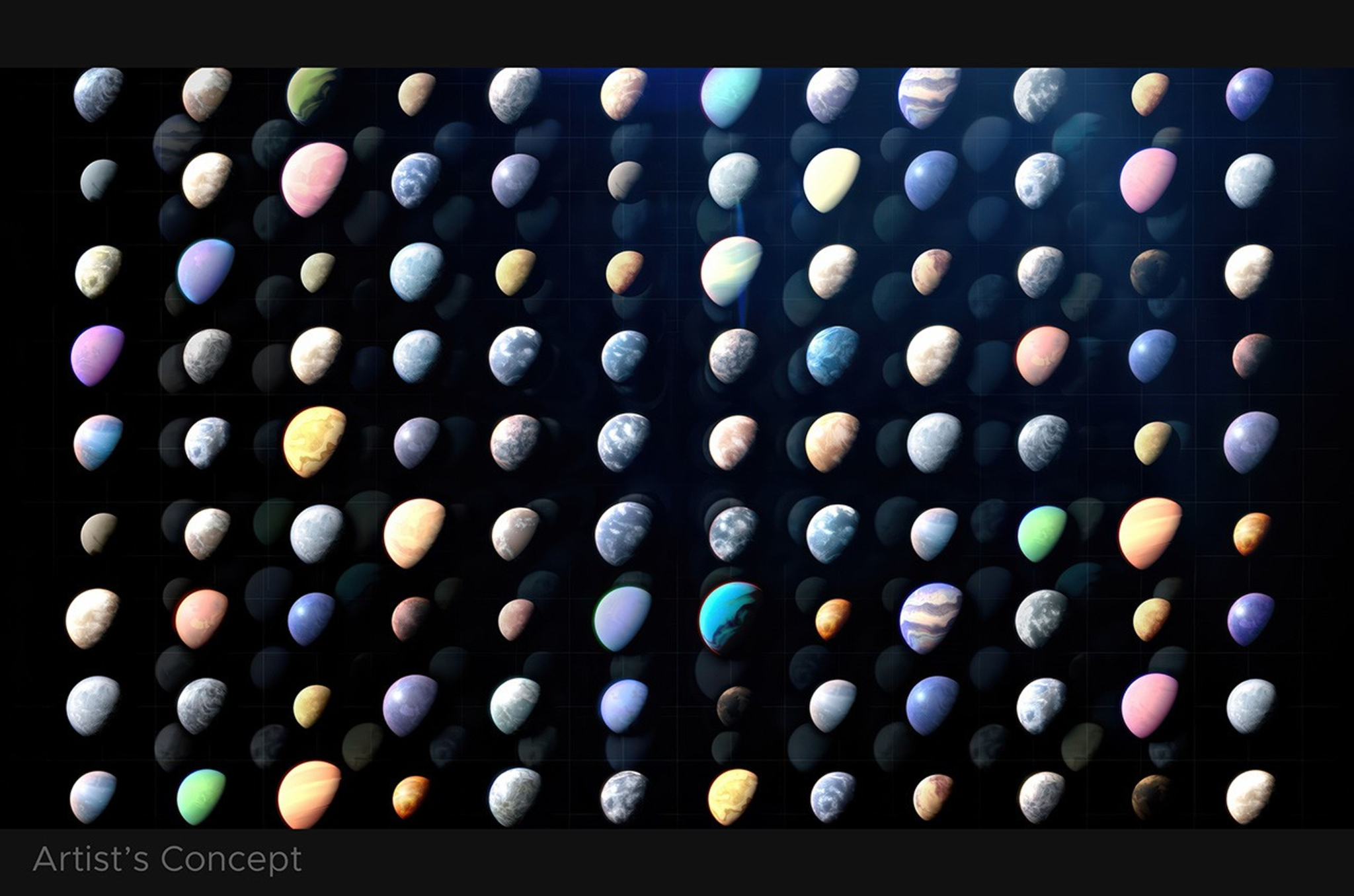 Artist's visualization of exoplanets with diverse atmospheres by NASA
