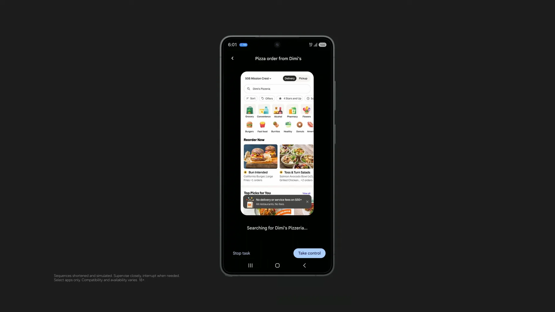 Automatic pizza order search