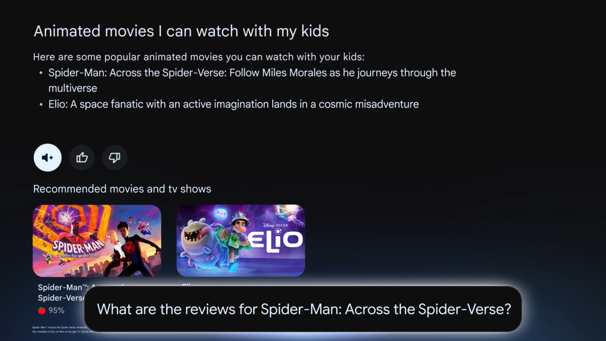Інтерфейс Google TV з ШІ Gemini