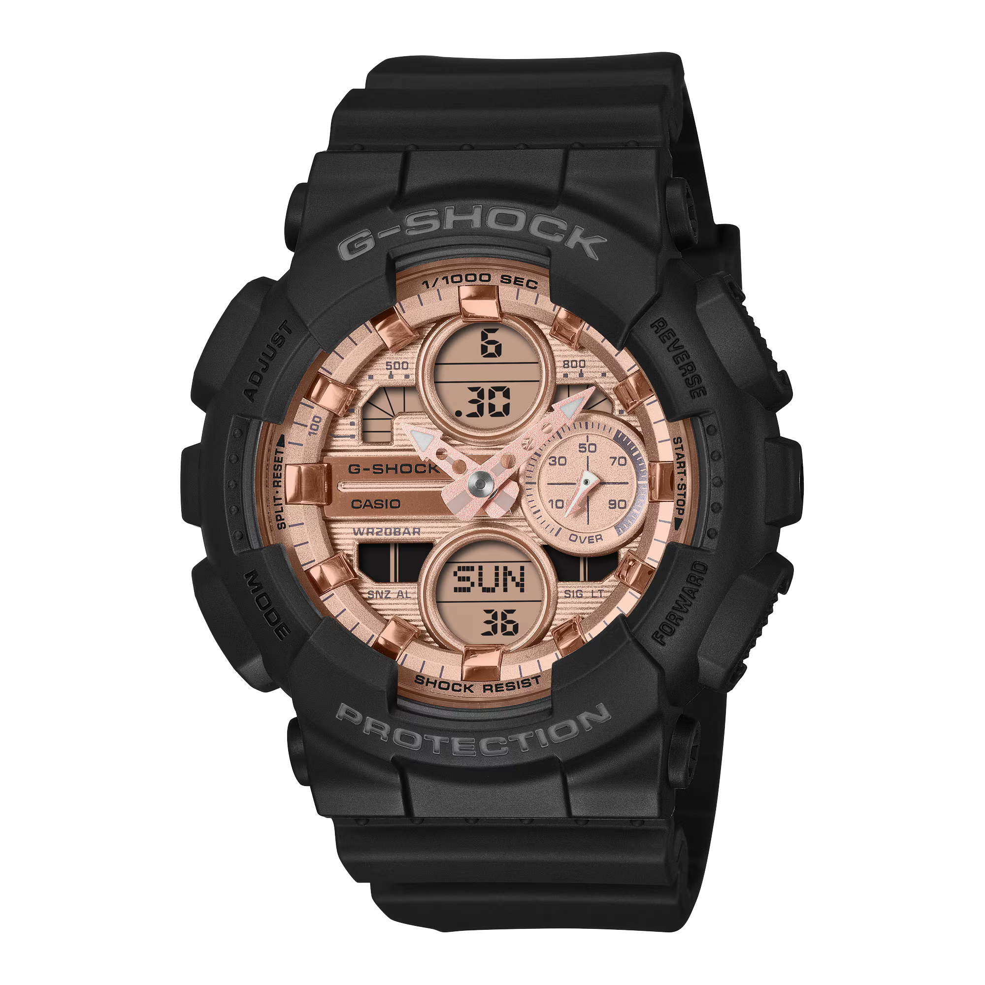 Casio G-Shock GMAS140PG-1A watch with black case