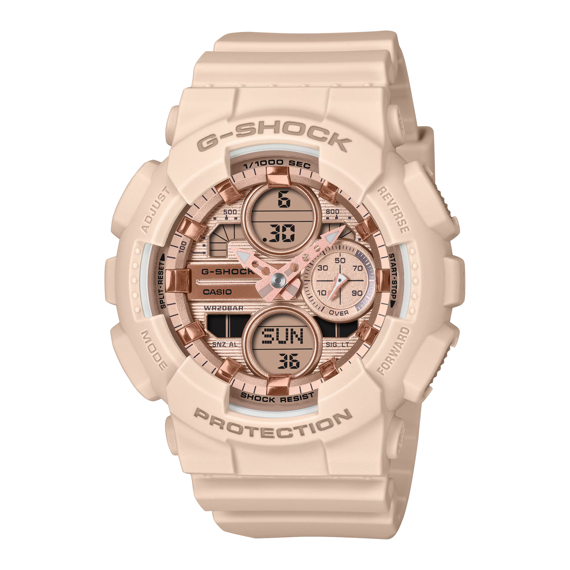 Casio G-Shock GMAS140PG-4A watch with pink case