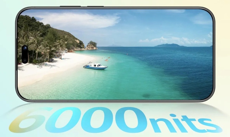 L'écran OLED de 6,84 pouces avec poinçon en capsule pour la double caméra frontale de 50 MP.