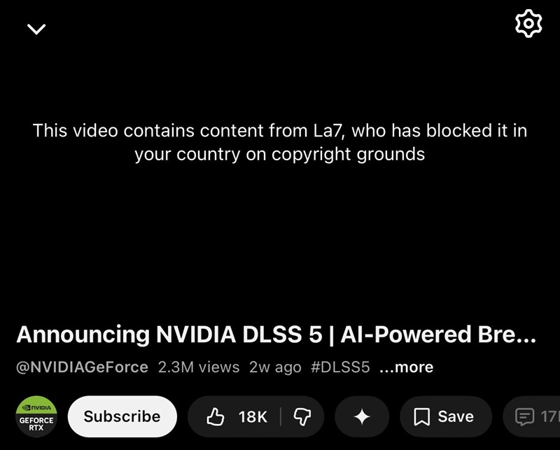 Italian TV Channel La7 Blocks NVIDIA Video