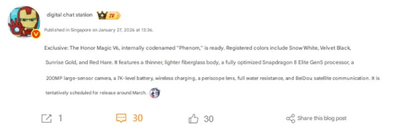 Honor Magic V6 release date