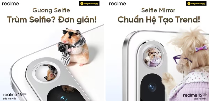 Realme 16 5G smartphone with a reflective surface