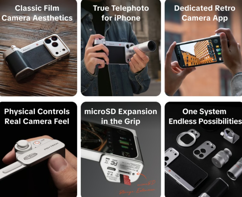 PGYTECH RetroVa accessories on iPhone