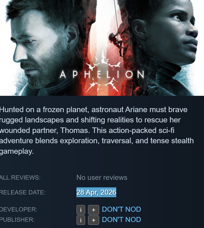 Interface of the new game Aphelion