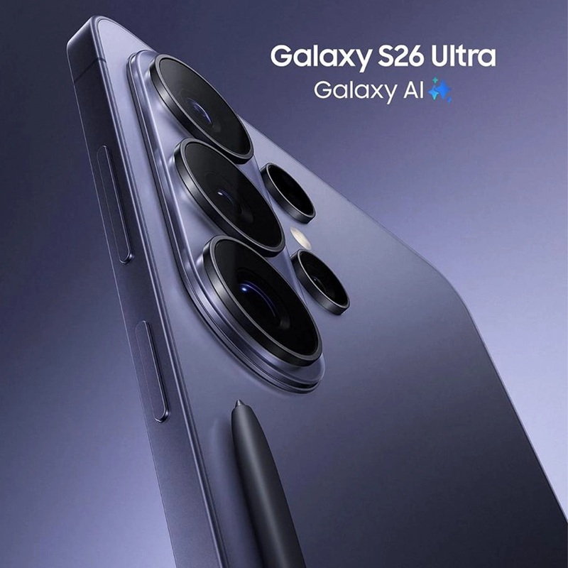 Рендер Galaxy S26 Ultra в цвете 'Кобальтовый фиолетовый'