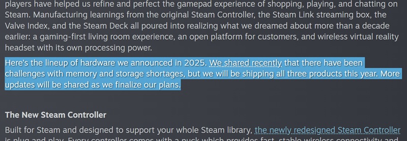 Preliminary announcement of Valve's new devices