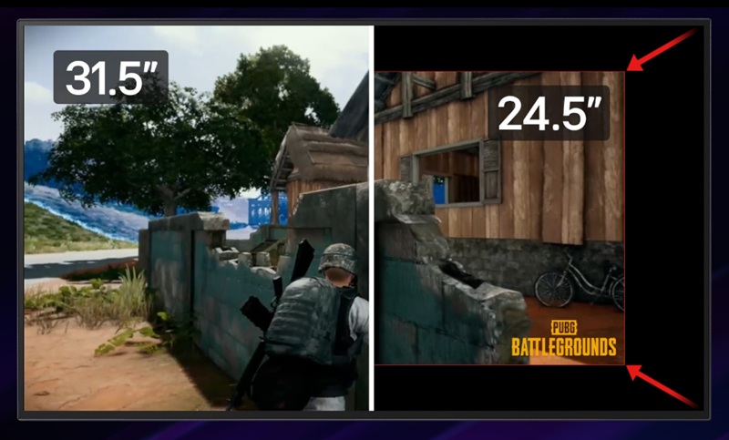 La mise à l'échelle virtuelle permet de simuler un écran de 27 ou 24,5 pouces pour le jeu compétitif.