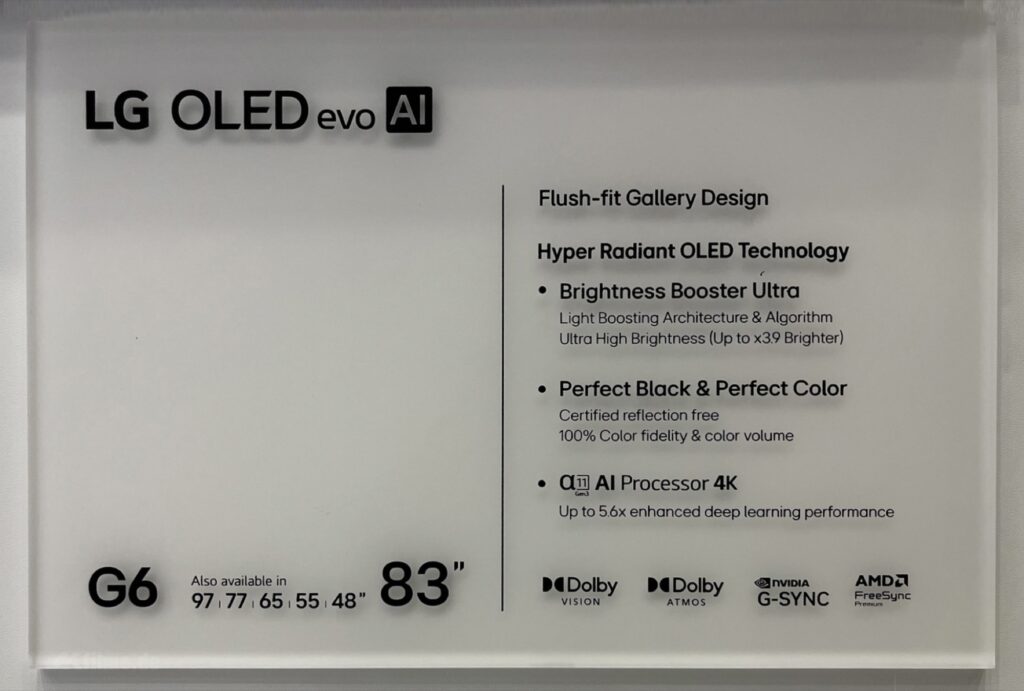 LG OLED G6 technical details