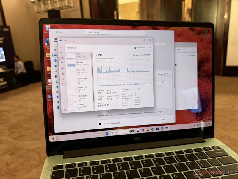 Intel laptop prototype on WIldcat Lake chips