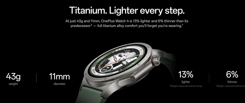 OnePlus Watch 4 with titanium case
