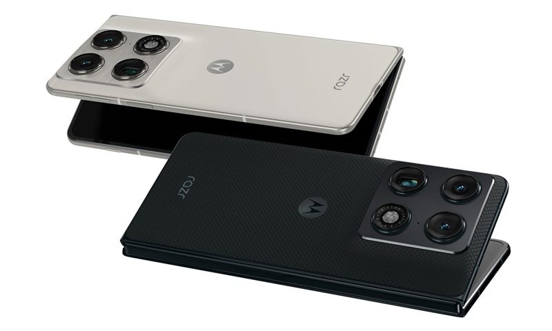 The Razr Fold ships in black and white, with the Moto Pen Ultra stylus included.