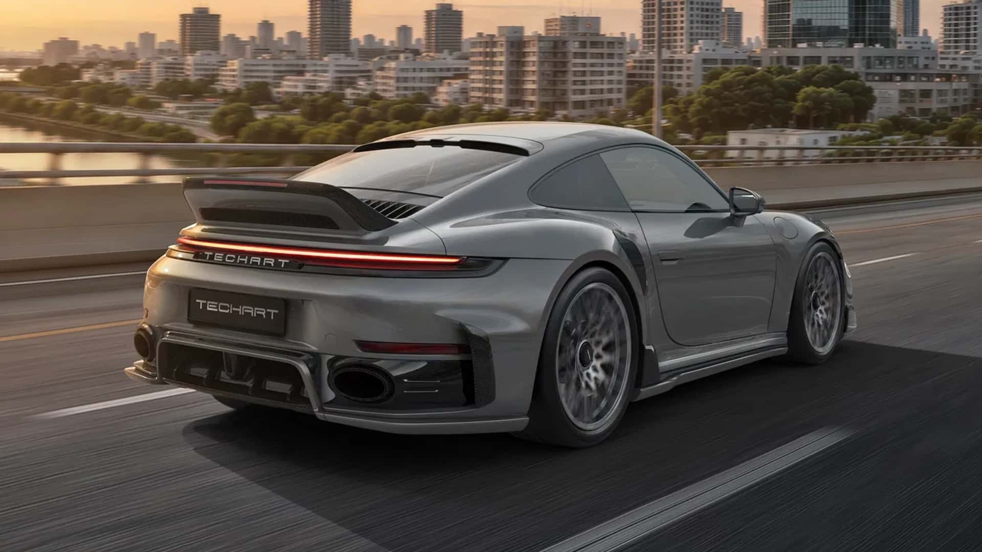 Porsche 911 Turbo S от Techart - вид с боку антикрыла
