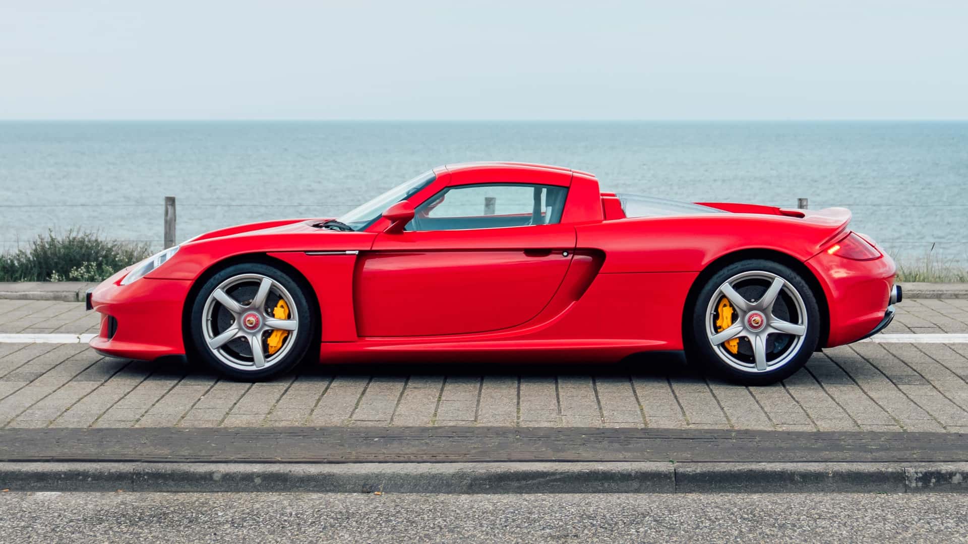 Interior view of Porsche Carrera GT in Guards Red