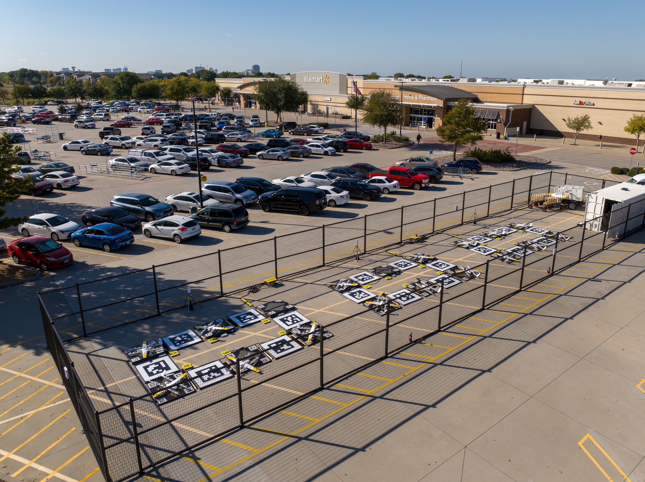 Drone delivery zone in the Walmart parking lot