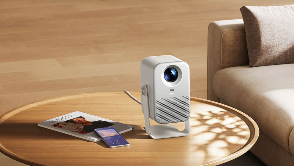 The Redmi Projector 5's built-in 360-degree metal gimbal allows flexible placement without stands or brackets.