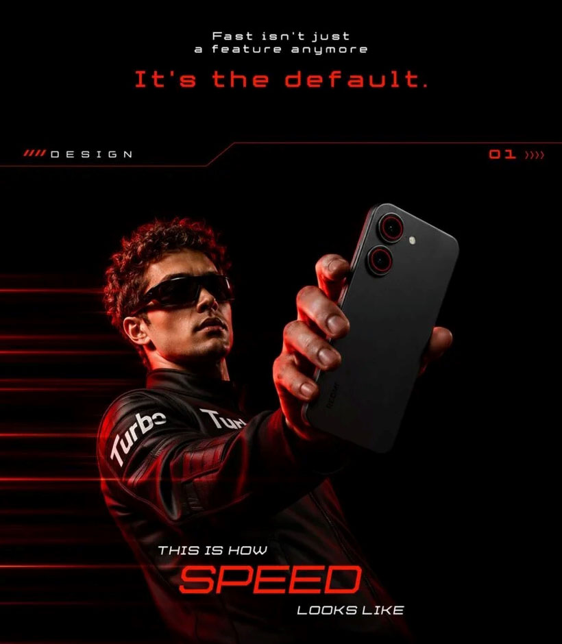 Official teaser for the Redmi Turbo 5. Image: Amazon India