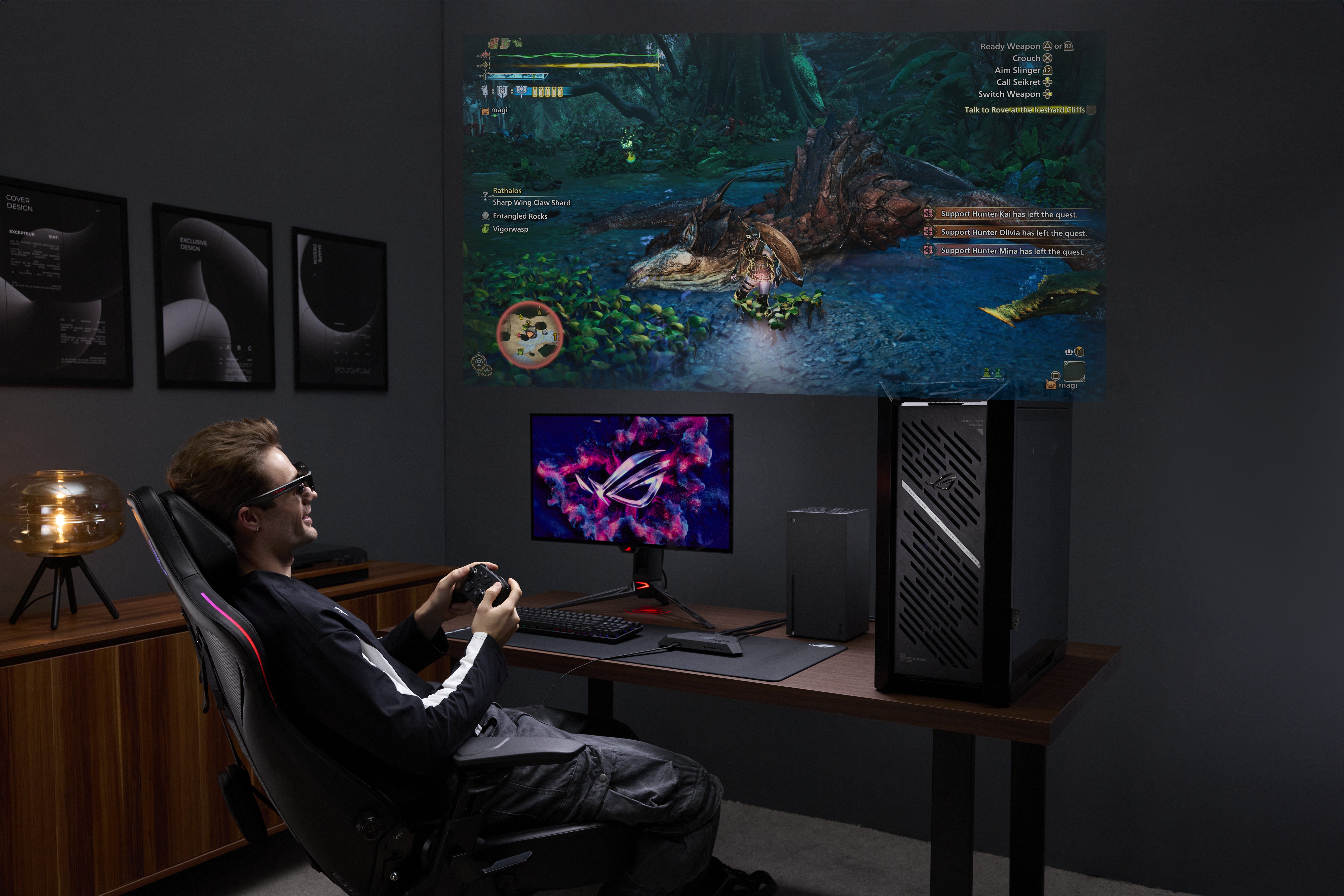 ROG XREAL R1 with ROG Control Dock stand