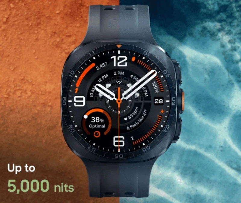 Galaxy Watch Ultra 2 press render — the display peaks at 5000 nits, up from 3000 on the original Ultra.
