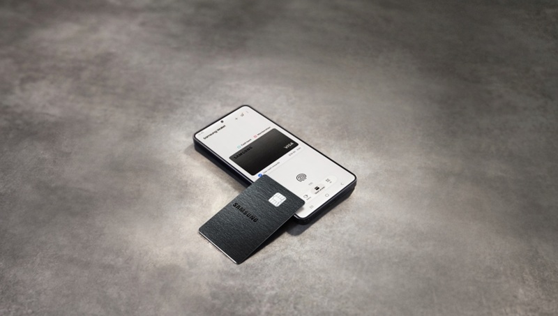 Samsung Galaxy Card — a black metal Visa credit card issued by Barclays, integrated with Samsung Wallet.