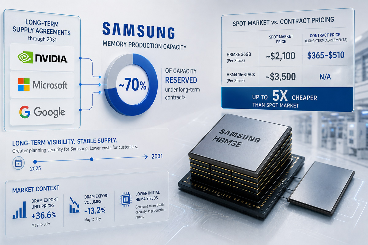 Samsung HBM3E memory — reserved mostly for the world's largest tech companies through 2031.