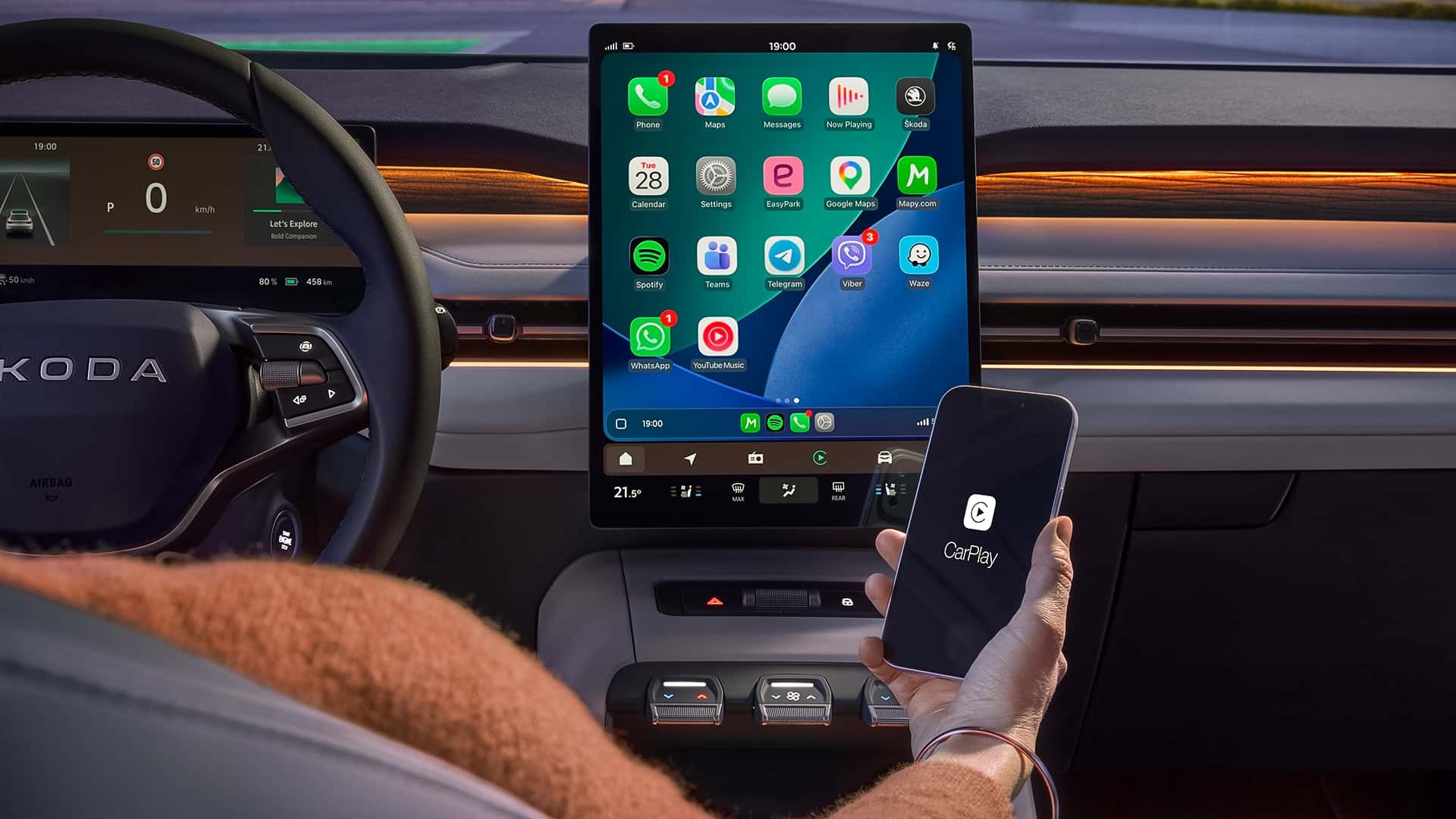 Skoda Peaq электрокроссовер со светодиодным освещением