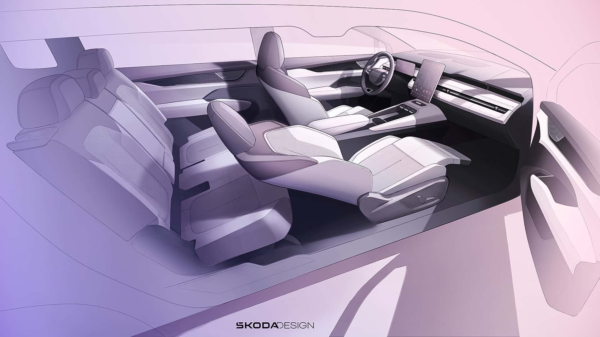 Вертикальний екран в салоні Skoda Peaq