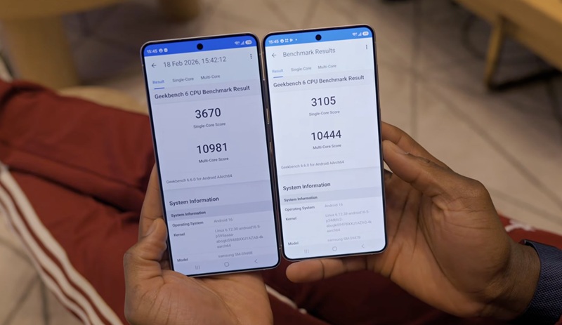 Test results of Snapdragon 8 Elite Gen5 vs Exynos 2600 in Geekbench