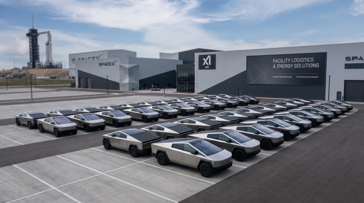 Le Cybertruck, devenu véhicule de fonction pour l'empire Musk. Illustration : IA