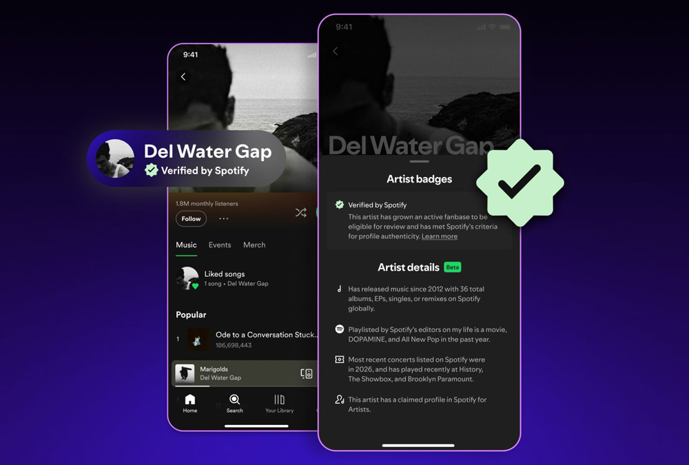 Зелена галочка, яка підтверджує автентичність музики на Spotify